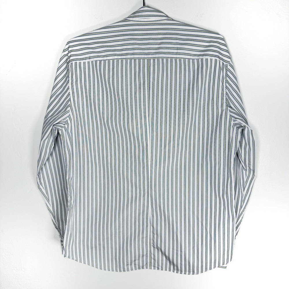 Frank & Eileen Finbar Blue/Yellow/White Striped Cotton Button Down Shirt Medium - Picture 6 of 7